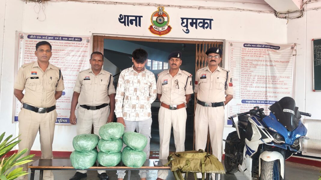 Rajnandgaon Crime News: Youth Arrested with 14.5 Kg Ganja ,Property Worth Over ₹2 Lakh Seized