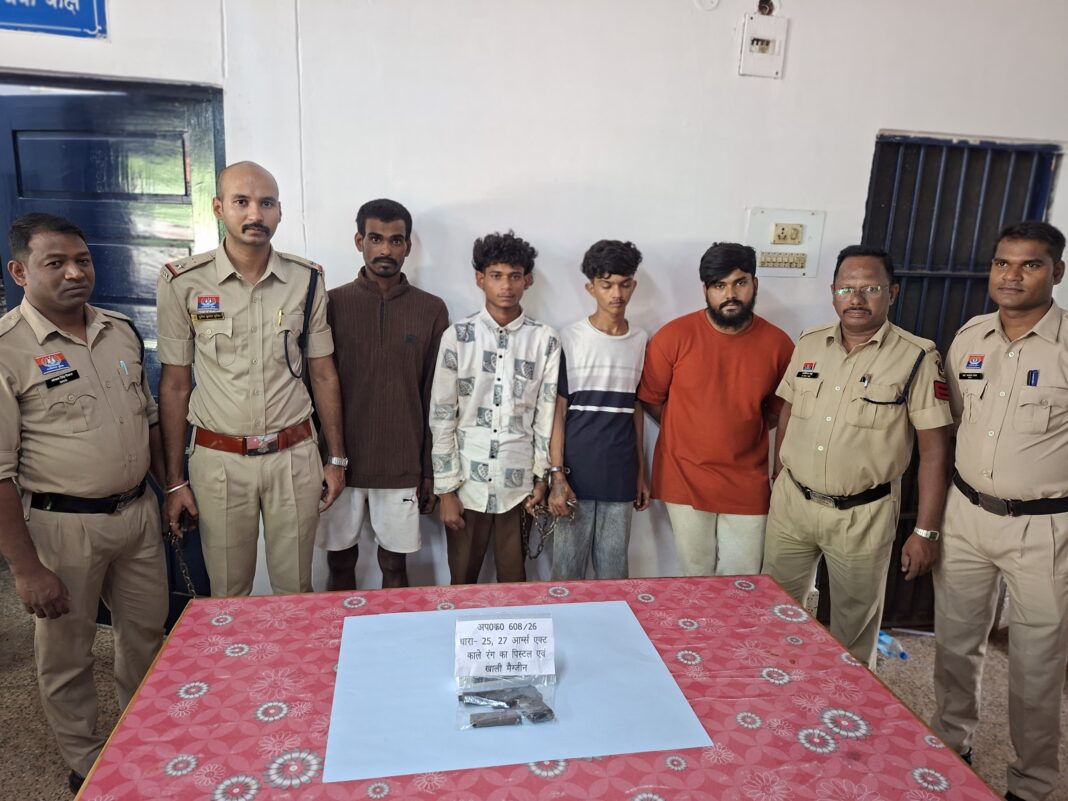 Four Arrested for Allegedly Creating Panic by Displaying Pistol in Rajnandgaon