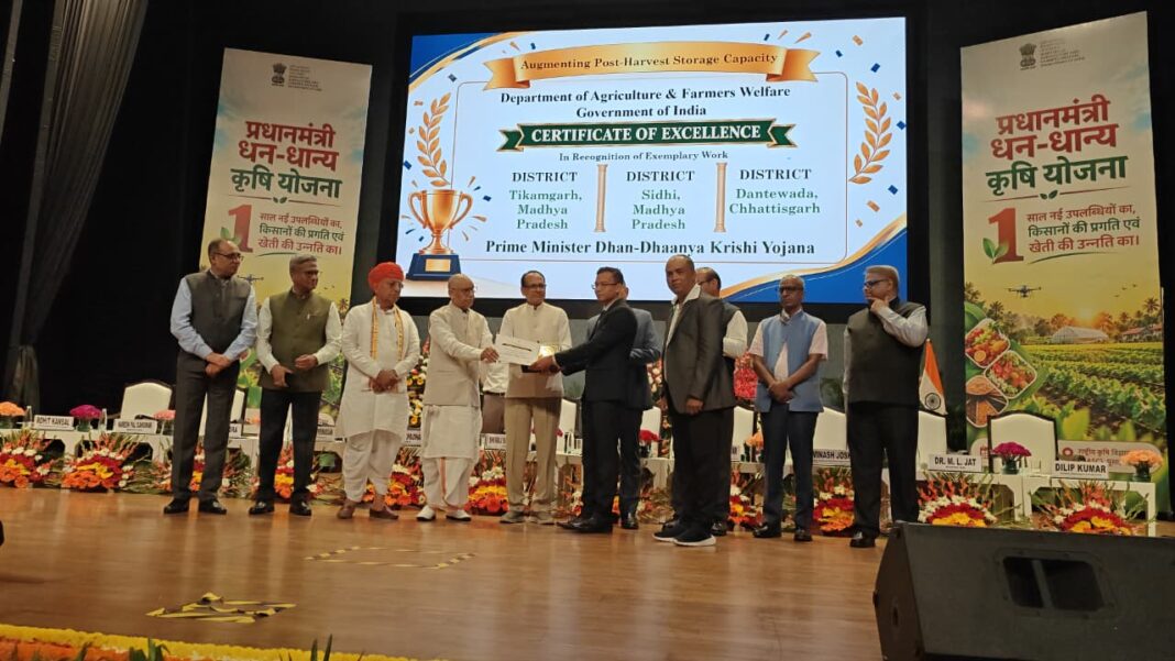 Dantewada Wins National ‘Best District’ Award for Outstanding Implementation of PM Krishi Dhan-Dhaanya Yojana